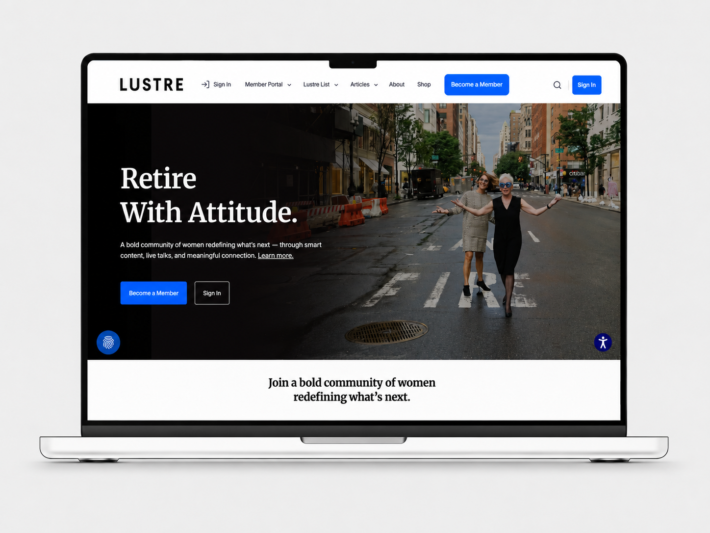 Lustre website shown on a laptop